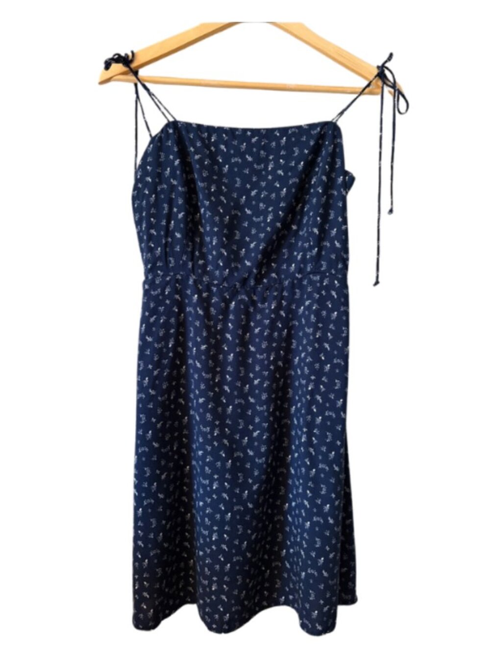 Old Navy Navy Floral Tie Shoulder Dress Large Cottagecore 36"
